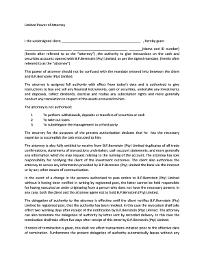 Limited Power of Attorney for Financial Accounts