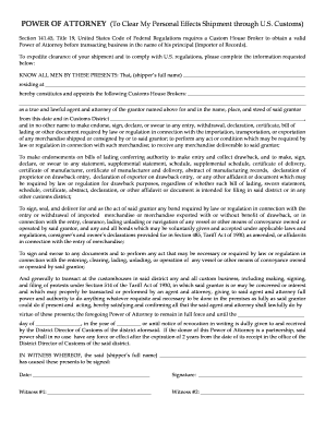 Power of Attorney for Customs Clearance