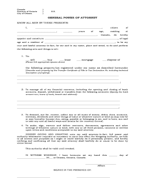 Ontario General Power of Attorney