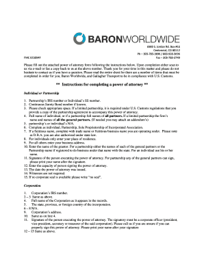 US Customs Power of Attorney Form