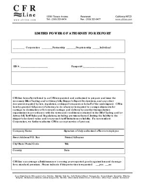 Limited Power of Attorney for Export