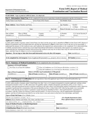 USCIS Form I-693 Medical Examination and Vaccination Record