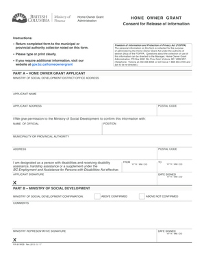 British Columbia Home Owner Grant Application