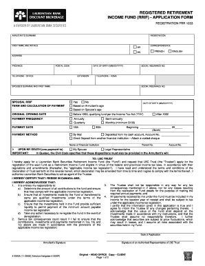 Retirement Income Fund Application Form