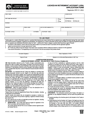 Locked-In Retirement Account Application Form