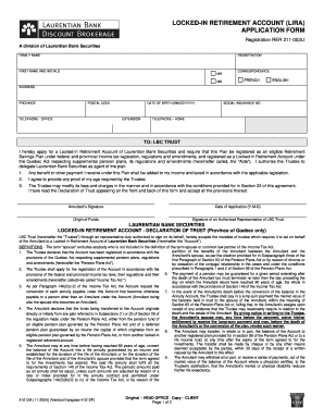 Locked-In Retirement Account Application Form