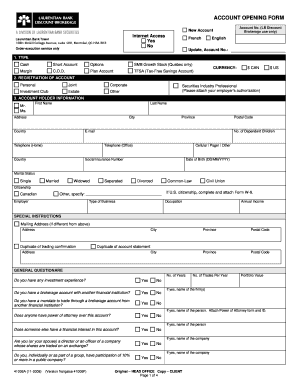 Laurentian Bank Account Opening Form