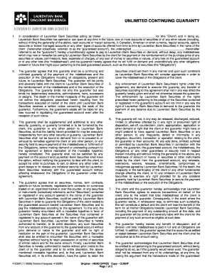 Unlimited Continuing Guaranty Agreement