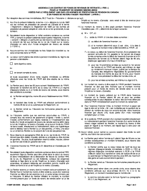 Addenda à un contrat de fonds de revenus de retraite