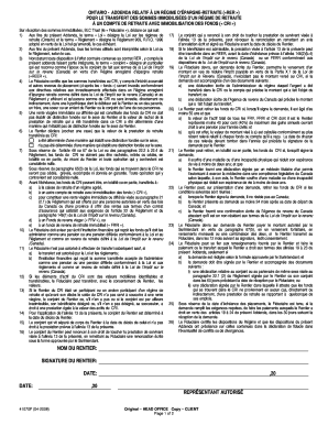 Addenda relatif à un régime d'épargne-retraite