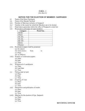 Election Notice for Gram Panchayat Member