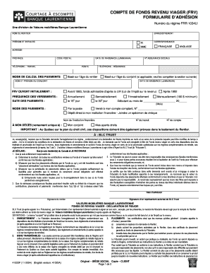 Formulaire d’adhésion Fonds de revenu viager