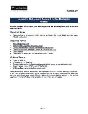 Locked-In Retirement Account Checklist