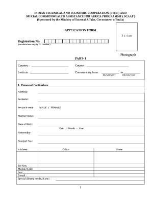 Indian Technical and Economic Cooperation Application Form