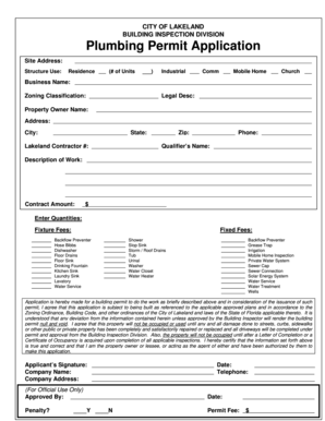 Plumbing Permit Application
