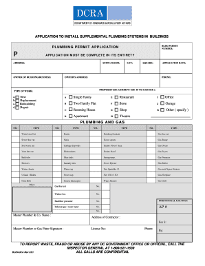 Plumbing Permit Application