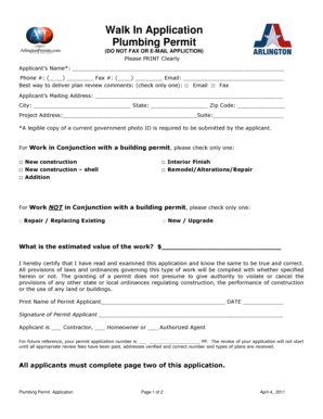 Plumbing Permit Application