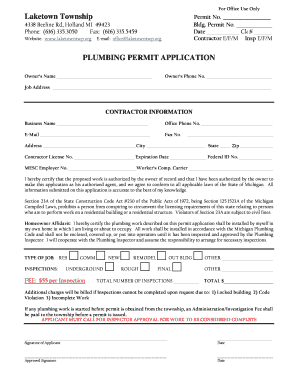 Michigan Plumbing Permit Application