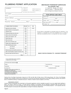 Michigan Plumbing Permit Application