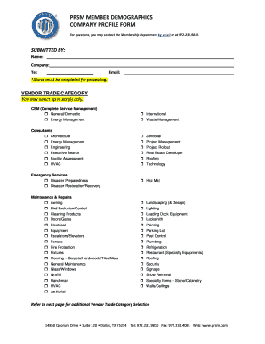 PRSM Company Profile Form