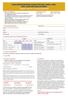 NCRA Registration Form for Skills Tests
