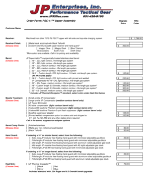 PSC-11™ Upper Assembly Upgrade Rifle Order Form