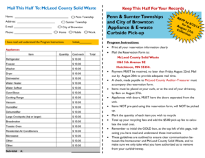 McLeod County Appliance and E-Waste Recycling Reservation Form