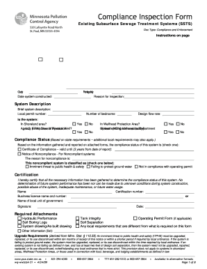 Compliance Inspection Form for Existing SSTS