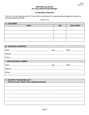 Minnesota Child Protection Report Form