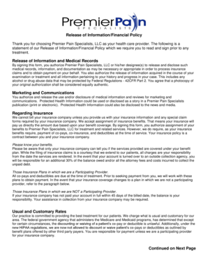 Release of Information/Financial Policy