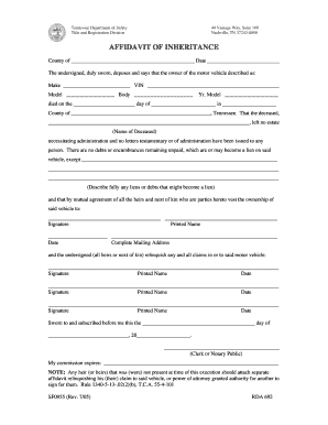 Tennessee Affidavit of Inheritance