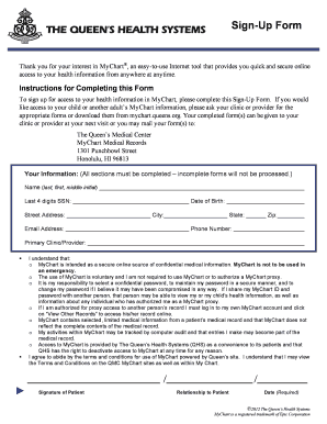 MyChart Sign-Up Form