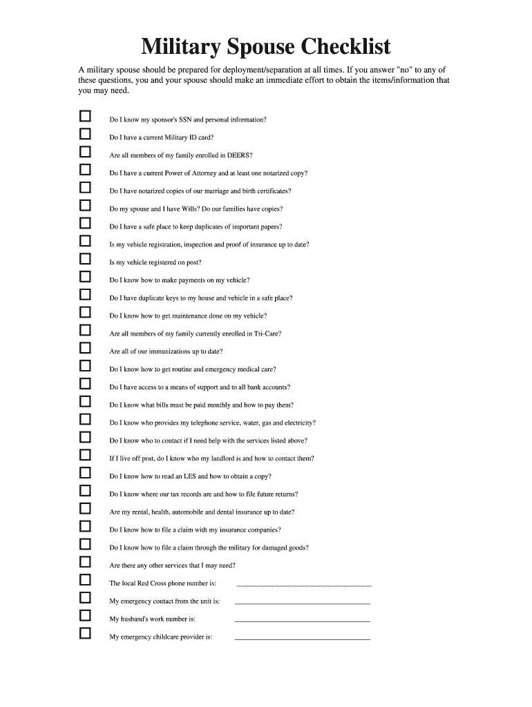 BMilitary Spouseb Checklist - USMC Hangout Preview on Page 1