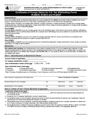 W-8BEN, W-8ECI, W-8EXP Forms