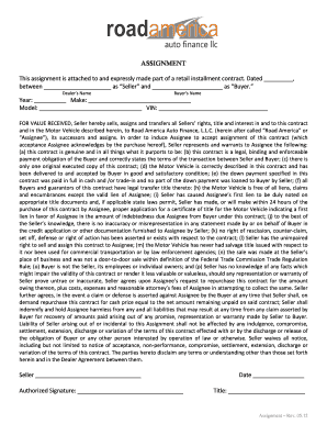 Retail Installment Contract Assignment