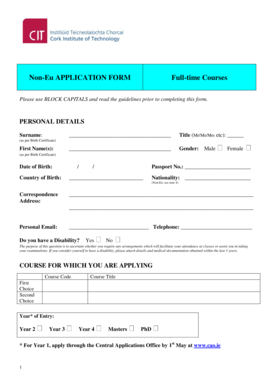 Non-EU Application Form for Full-time Courses