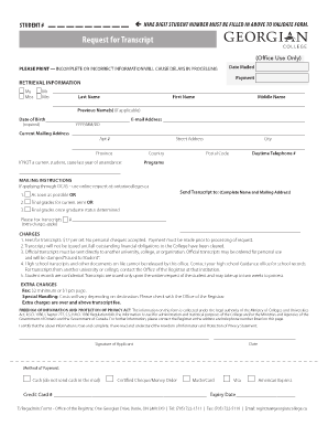 Request for Transcript Form