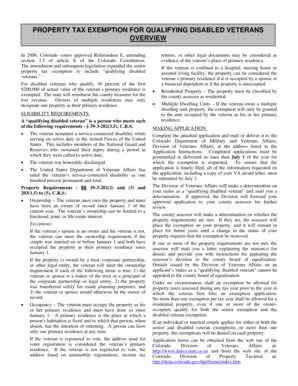 Colorado Property Tax Exemption for Disabled Veterans