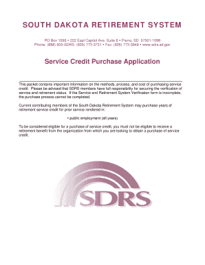 South Dakota Retirement System Service Credit Purchase Application