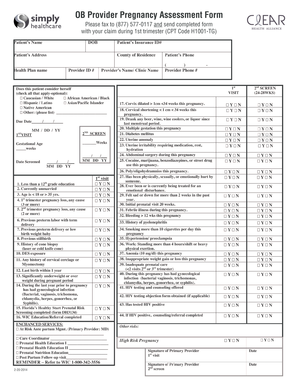 OB Provider Pregnancy Assessment Form