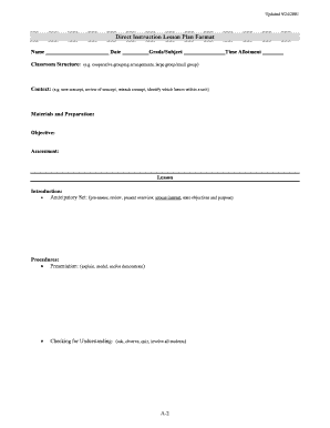 Direct Instruction Lesson Plan Template