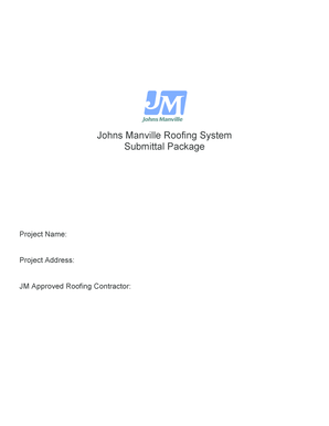 Johns Manville Roofing System Submittal Package