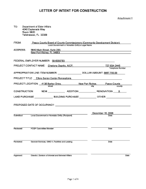 LETTER OF INTENT FOR CONSTRUCTION - Pasco County Florida - egov pascocountyfl