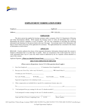 Employment Verification Form