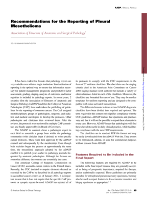 Pleural Mesothelioma Reporting Checklist