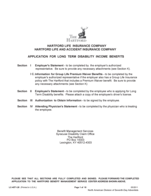 Long Term Disability Income Benefits Application