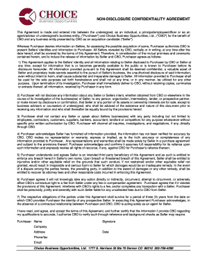 Non-Disclosure Confidentiality Agreement