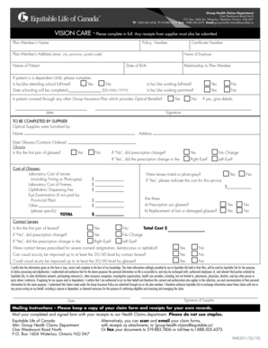 Vision Care Claim Form