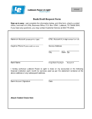 Bank Draft Request Form