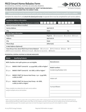 PECO Smart Home Rebates Form